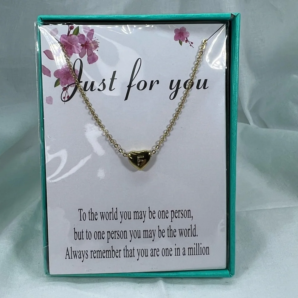 Minimalist Dainty Heart Personal Initial Gold Plated Beautiful Necklace Retro